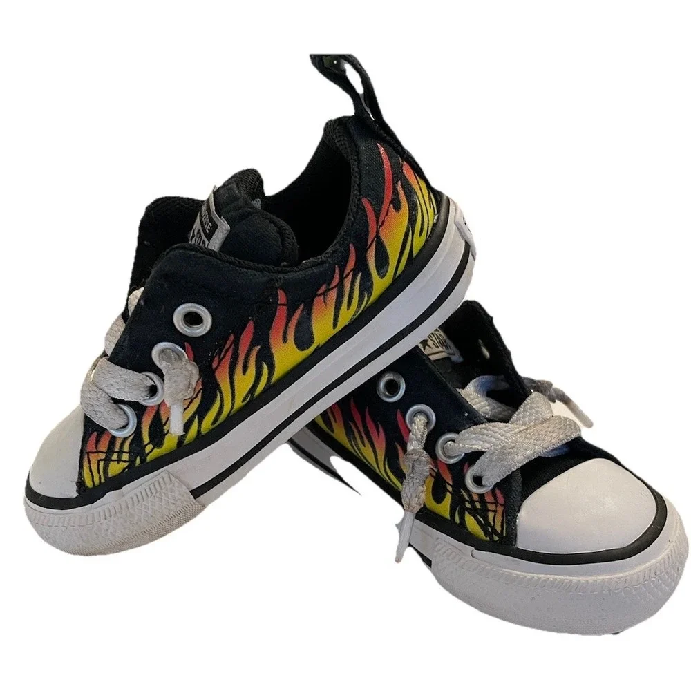 Converse‎ Shoes All Star Chuck Taylors Flames Fire Slip On Sneakers Toddler 5